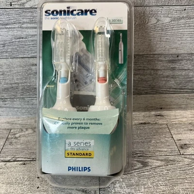 NUEVO Paquete de 2 cabezales de cepillo de dientes estándar Philips SONICARE A Series Advance Foto 1 de 2