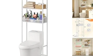 3-Tier Over The Toilet Storage Shelf, Metal Over Toilet Bathroom Organizer - Picture 1 of 8