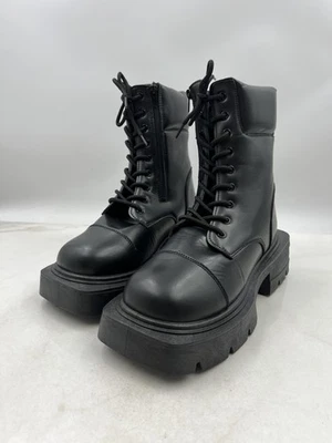 Rouge Helium Boots Womens Size 7.5 Black Platform Combat Lace Up Zip CIGA-02 - Image 1 of 4