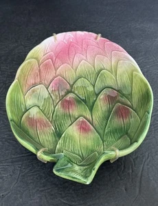 Mid Century Italian Art Pottery Artichoke Bowl Dish In Hanger Vintage Ceramic 8” - Picture 1 of 19