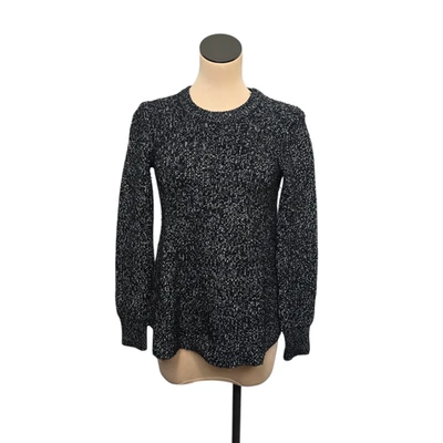 Suéter Athleta Mujer Pequeño Negro Blanco Mezcla de Lana Cuello Redondo Pullover Tejido Cálido Foto 1 de 4