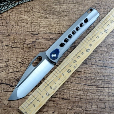 TWOSUN Folding Knife M398 Blade Ceramic Ball Bearing TS451 One Solid Timascus Ti - Image 1 of 4