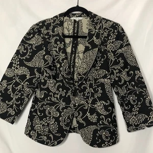 Blazer Cabi blanco y negro cachemir botón único para mujer 4 chaqueta ajustada recortada - Imagen 1 de 8