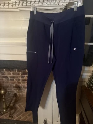 NUEVO SIN ETIQUETAS FIGS Pantalones Exfoliantes Yola Cintura Alta Talla L Grande Azul Marino/Gris  Foto 1 de 4