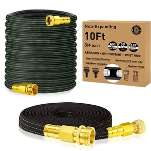10FT Lightweight Flexible Garden Hose,Non-Slip Handles,Non-kink Hose,Solid Br... - Picture 1 of 9
