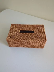 Einzigartige Vintage Rattan Holz Tissue Box Abdeckung Halter Klassisch Küste - Bild 1 von 6