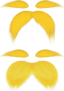 2 Pcs Yellow Lorax Mustache and Eyebrows, Fake Beard for Adults and Kids, Fac... - Picture 1 of 12