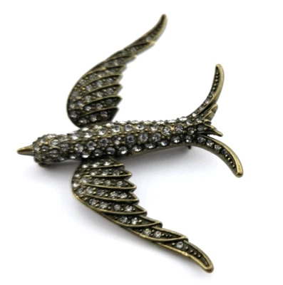 Heidi Daus Swallow/Bird in Flight Brooch/Pin w Sparkling Swarovski Crystals - Image 1 of 4