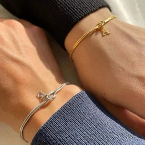 New Letter A-Z Love Knot Bracelets For Women Couple Gold Color Dainty Snake Chai - Picture 1 of 57