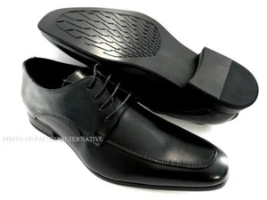 Chaussures pour HOMME taille 44 noir costume mariage cérémonie NEUF cuir #GH1204 - Picture 1 of 9