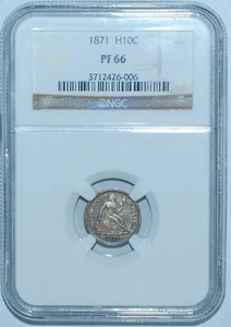 1871 NGC PR66 Proof Strike Liberty Seated Half Dime - Picture 1 of 2