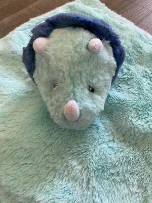 ELECCIÓN DE LOS PADRES manta de seguridad dino triceratop de felpa azul ~ amor ~ satinado ~ Foto 1 de 4