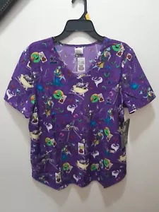 Disney Womens Size Large Nightmare Before Christmas Medical Scrub Top Shirt NWT - Picture 1 of 5