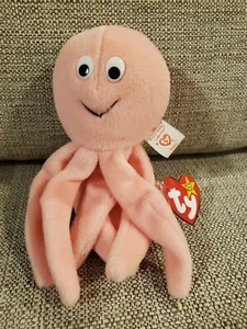 New Ty Beanie Baby Inky the Octopus Pink PVC Pellets Ocean Theme Plush Toy - Picture 1 of 4