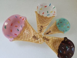 Ice Cream Cone Ceramic Measuring Cups by 10 Strawberry Street Set of 4 - Picture 1 of 5