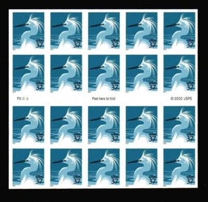 USA Scott 3830De Complete Self Adhesive Pane, 37¢ Egret Microprinting #P33333 - Picture 1 of 2