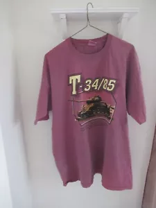 Military Themed T-Shirt WWII Soviet T34/85 Battle Tank 100% Cotton Pre-Washed 2X - Picture 1 of 2