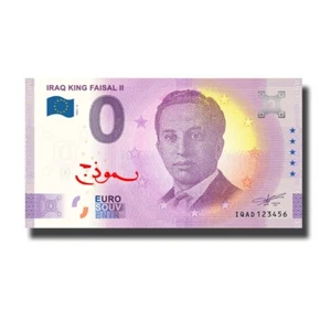 0 euros recuerdo billete rey Faisal II Irak IQAD 2021-1 ESPÉCIMEN texto árabe - Imagen 1 de 4