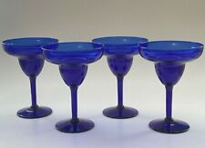 Pier 1 COBALT BLUE Margarita Glasses * Set of 4 * Vintage * Hand Blown * EUC 