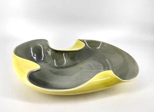 Vintage Red Wing USA Console Bowl MCM Yellow & Gray Green #1304 12" - Picture 1 of 19