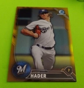 2016 Josh Hader Bowman Chrome Draft GOLD REFRACTOR #BDC157 MINT RC 03/50 Padres - Picture 1 of 2