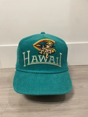 Boné vintage anos 80 University of Hawaii Rainbow Warriors veludo Snapback UH - Imagem 1 de 4