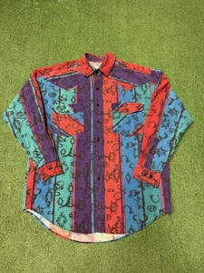 Camisa estampada vintage Western Plains Trading para hombre talla mediana dos bolsillos - Imagen 1 de 11