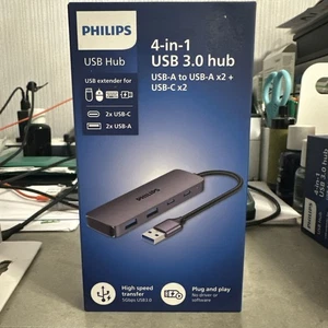 Philips 4-in-1 USB 3.0 Hub Extender NUOVO 2x USB C - 2x USB A Alta Velocità - Foto 1 di 2
