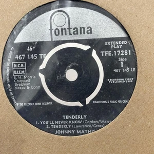 Johnny Mathis Tenderly 7" EP Vinyl Record Fontana TFE.17281 1960s Jazz VG - Picture 1 of 2