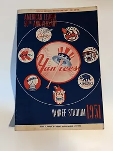 1951 Chicago Cubs vs New York Yankees Stadium Program Scorecard Scored MLB - Picture 1 of 10