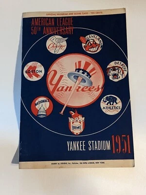 1951 Chicago Cubs  vs New York Yankees Stadium Program Scorecard Scored MLB - Image 1 of 4