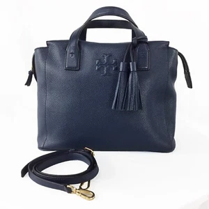 NEW! TORY BURCH Thea Slouchy Satchel Royal Navy SRP $595 - Picture 1 of 3