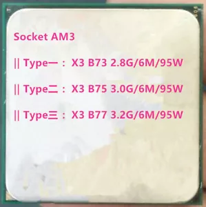 AMD Phenom Triple-Core X3-B73 X3-B75 X3-B77 Socket AM3 CPU - Foto 1 di 7