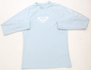 XL 14 Roxy Blue Tee T-Shirt Top Long Sleeve Crewneck Poly Blend Women's WS40 - Picture 1 of 6