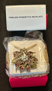 Avon Timeless Poinsettia Necklace Christmas Gift New In Box - Picture 1 of 2