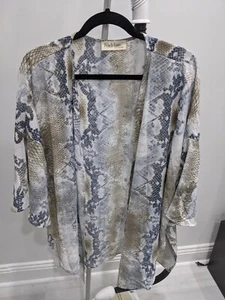Peach Love California Gray Animal snakeskin reptile print open cardigan XL NWOT - Picture 1 of 7