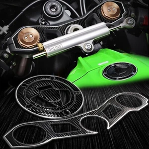 Handle Yoke+Fuel/Gas Cap Cover Chrome Silver Sticker Pad Kit 11-15 ZX-10R ZX1000 - Bild 1 von 9