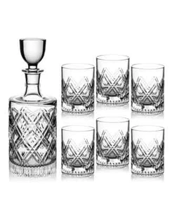 Marquis Oblique Decanter and Tumbler Set, 7 Piece - Clear *New - Picture 1 of 3