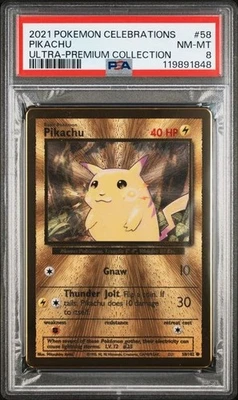PSA 8 - 2021 Pokemon Celebrations UPC PIKACHU Gold Metal Card #58 (1848) - Image 1 of 2