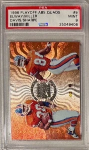 Playoff Absolute Quads #9 1996 John Elway Miller Terrell Davis PSA 9 POP 1 - Imagen 1 de 2