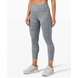 Lululemon Fast Crop 23" Size 4 Grey Nulux Space Dye Leggings - Picture 1 of 7