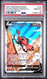 Galarian Zapdos V 174 PSA 10 Gem Mint - Chilling Reign - Pokemon - Picture 1 of 2