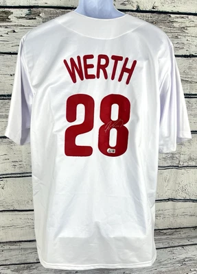 Camiseta Jayson Werth 28 Philadelphia Phillies Talla XL Autógrafo Certificado Beckett Foto 1 de 4