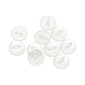 10pcs White Round Sewing Buttons 10mm Resin 2-Hole Fish Eye Craft Button - Picture 1 of 7