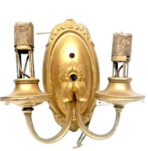 Aplique de pared antiguo años 20 Art Deco, 2 bombillas fundidas, necesita volver a cablear, usado (B7) - Imagen 1 de 11