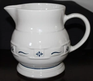 Longaberger Keramik gewebt Traditionen 2 Quart blau Akzent Krug - Bild 1 von 6