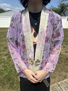 Lee Andersen Art Kimono Duster Floral Size 2 - Picture 1 of 4
