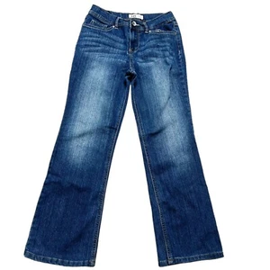 L.E.I. Jeans Y2K Girls Size 16 Dark Wash Chelsea Low Rise Boot Cut Flare - Picture 1 of 3