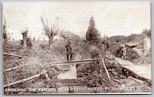 Vtg Crossing Yserloo Near Stenstraete In Flanders Belgium 1910s WWI Era Postcard - Picture 1 of 2