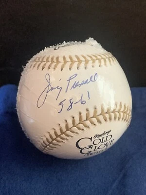 Jimmy Piersall 58-61 Auto Rawlings Gold Glove Award Baseball PSA/DNA Cleveland - Image 1 of 3